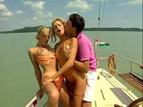 Beautiful models in orgy on a yacht